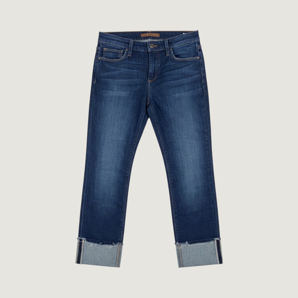 Joe's Jeans Cropped Denim Womens 27 Dark Blue Raw Cuff THQED15819
